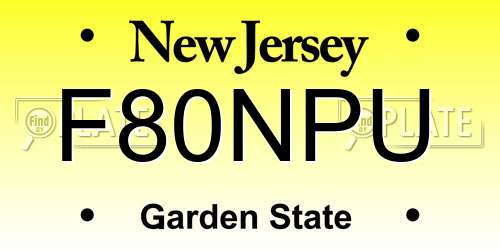 F80NPU New Jersey License Plate