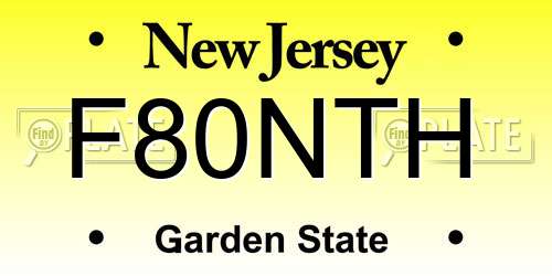 F80NTH New Jersey License Plate