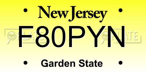 F80PYN New Jersey License Plate