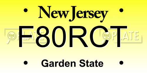F80RCT New Jersey License Plate