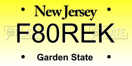 F80REK New Jersey License Plate