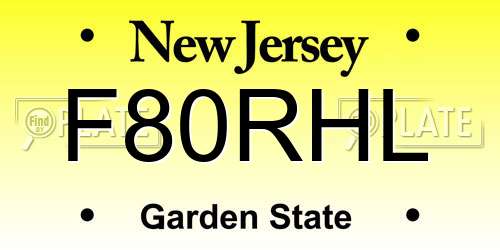 F80RHL New Jersey License Plate