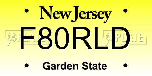 F80RLD New Jersey License Plate
