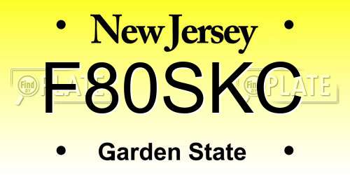 F80SKC New Jersey License Plate