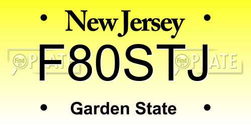 F80STJ New Jersey License Plate