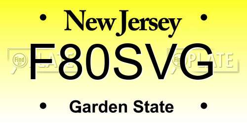 F80SVG New Jersey License Plate