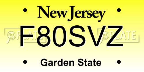 F80SVZ New Jersey License Plate