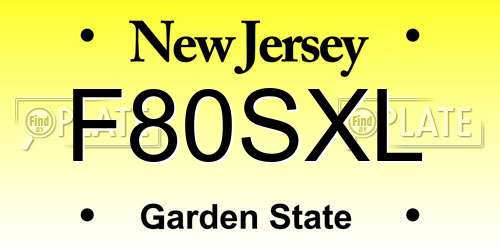 F80SXL New Jersey License Plate