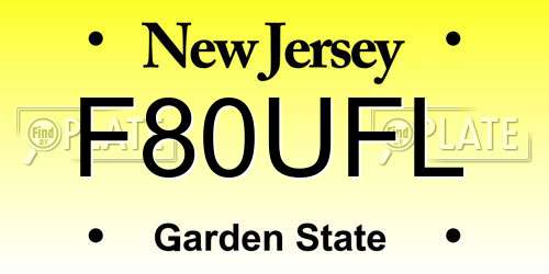 F80UFL New Jersey License Plate
