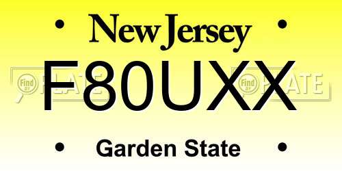 F80UXX New Jersey License Plate