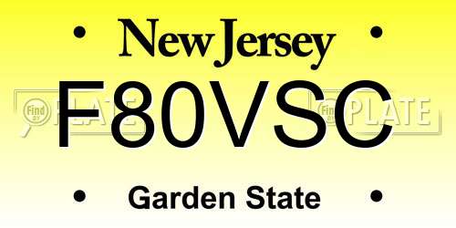 F80VSC New Jersey License Plate