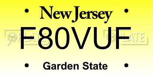 F80VUF New Jersey License Plate