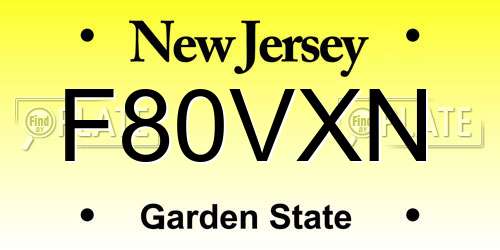 F80VXN New Jersey License Plate