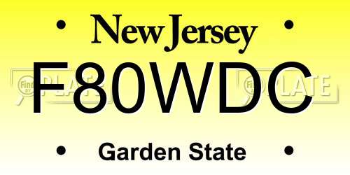 F80WDC New Jersey License Plate