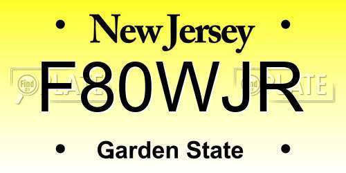 F80WJR New Jersey License Plate