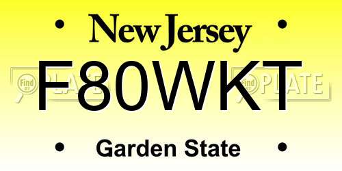 F80WKT New Jersey License Plate