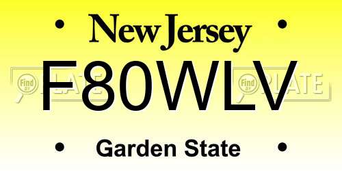 F80WLV New Jersey License Plate