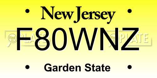 F80WNZ New Jersey License Plate