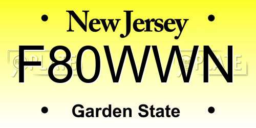 F80WWN New Jersey License Plate