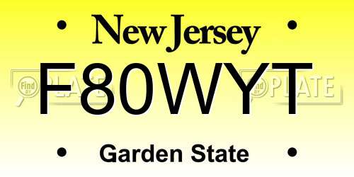 F80WYT New Jersey License Plate