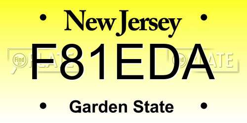 F81EDA New Jersey License Plate