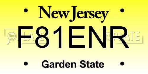 F81ENR New Jersey License Plate