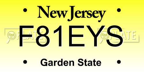 F81EYS New Jersey License Plate