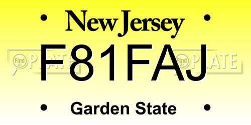 F81FAJ New Jersey License Plate