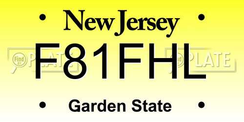 F81FHL New Jersey License Plate