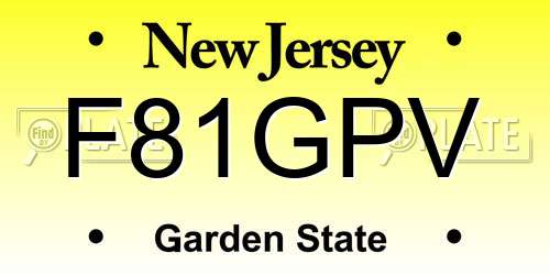 F81GPV New Jersey License Plate