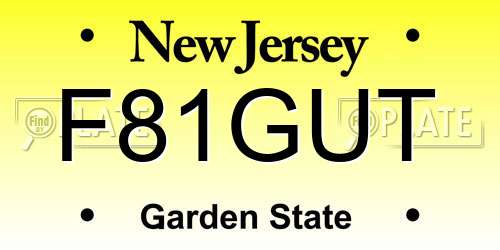 F81GUT New Jersey License Plate