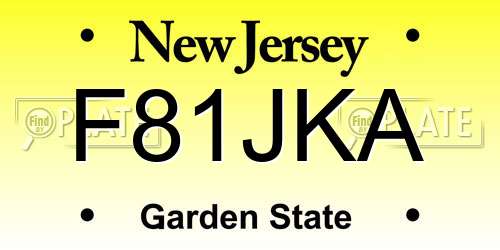 F81JKA New Jersey License Plate