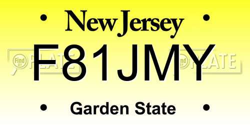 F81JMY New Jersey License Plate
