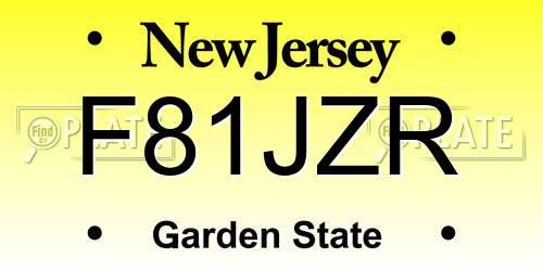 F81JZR New Jersey License Plate