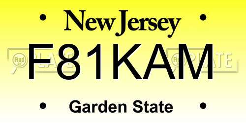 F81KAM New Jersey License Plate