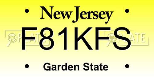 F81KFS New Jersey License Plate