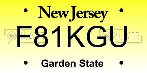 F81KGU New Jersey License Plate
