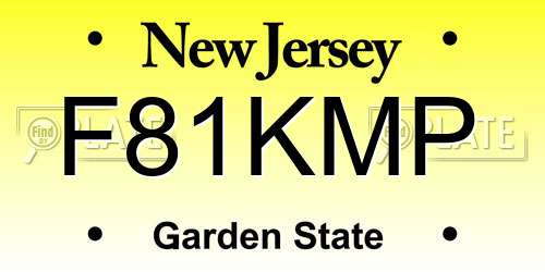 F81KMP New Jersey License Plate