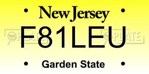 F81LEU New Jersey License Plate