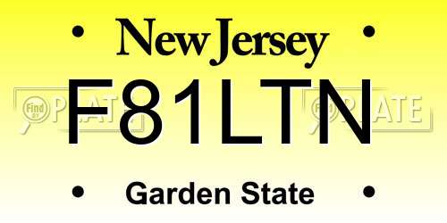 F81LTN New Jersey License Plate