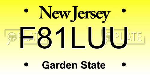 F81LUU New Jersey License Plate