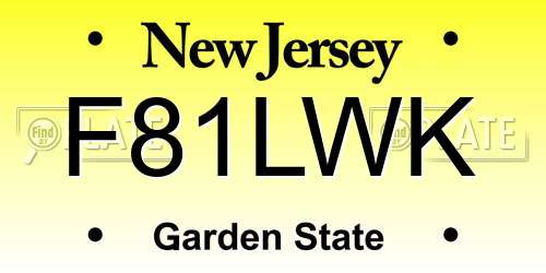 F81LWK New Jersey License Plate