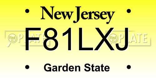F81LXJ New Jersey License Plate
