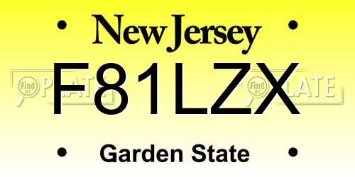 F81LZX New Jersey License Plate
