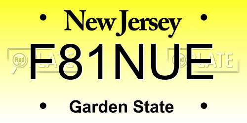 F81NUE New Jersey License Plate