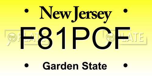 F81PCF New Jersey License Plate