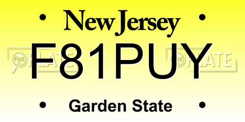 F81PUY New Jersey License Plate
