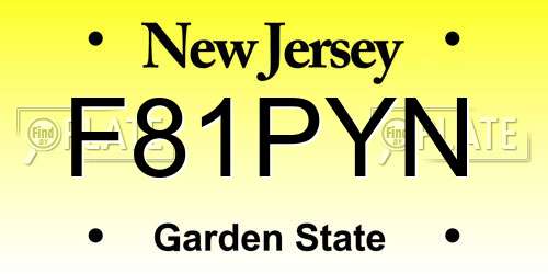 F81PYN New Jersey License Plate