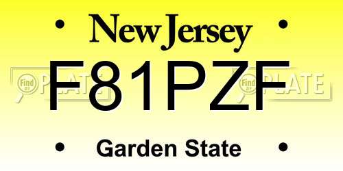F81PZF New Jersey License Plate