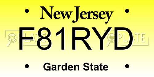 F81RYD New Jersey License Plate